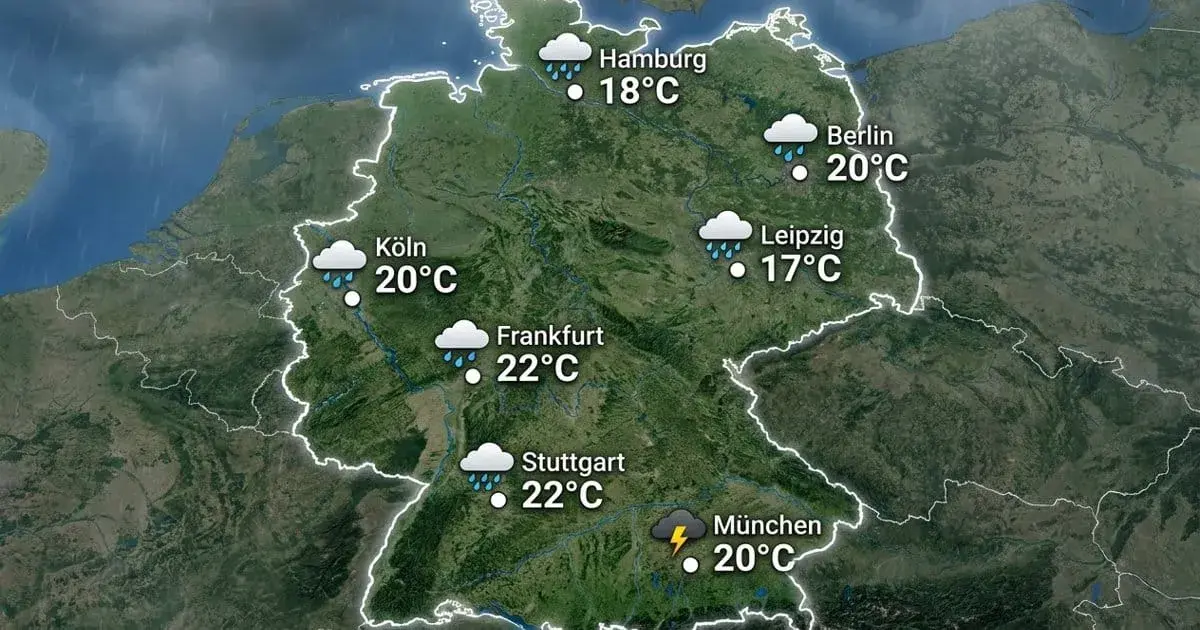 Regenreicher Dienstag in Deutschland