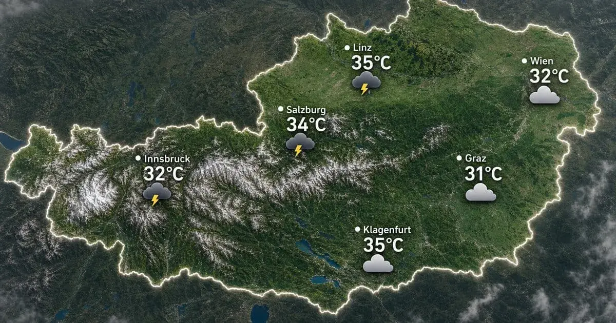 Österreich: Hitze, teils Gewitter