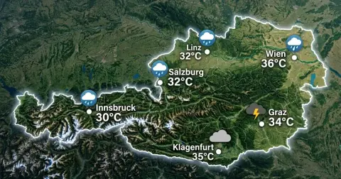 Österreich: heiß und teils nass