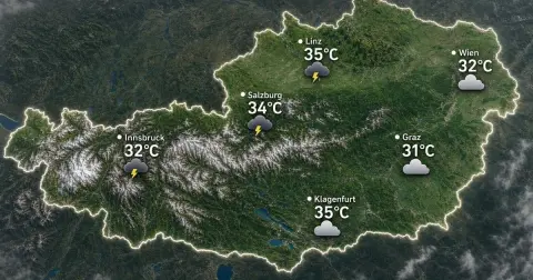 Österreich: Hitze, teils Gewitter