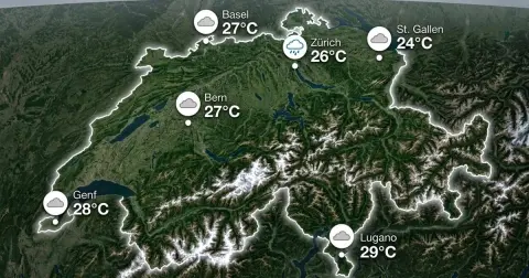 Schweiz: warm und meist bedeckt