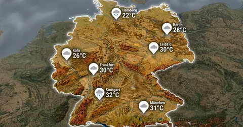 Deutschland: warm, teils nass