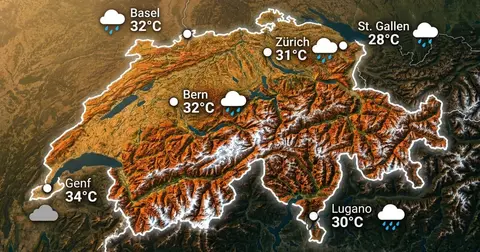 Schweiz: warm, oft Schauer