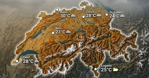 Schweiz: warm und oft bedeckt