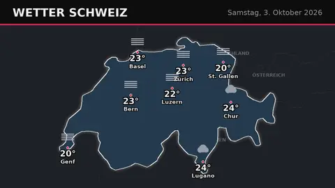 Schweiz: Nebel am Samstag, trocken bis 24 °C