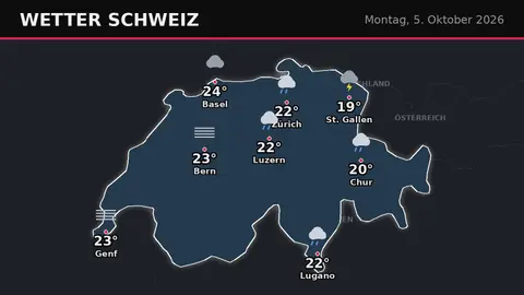 Schweiz: Gewitter in St. Gallen, Regen in Chur