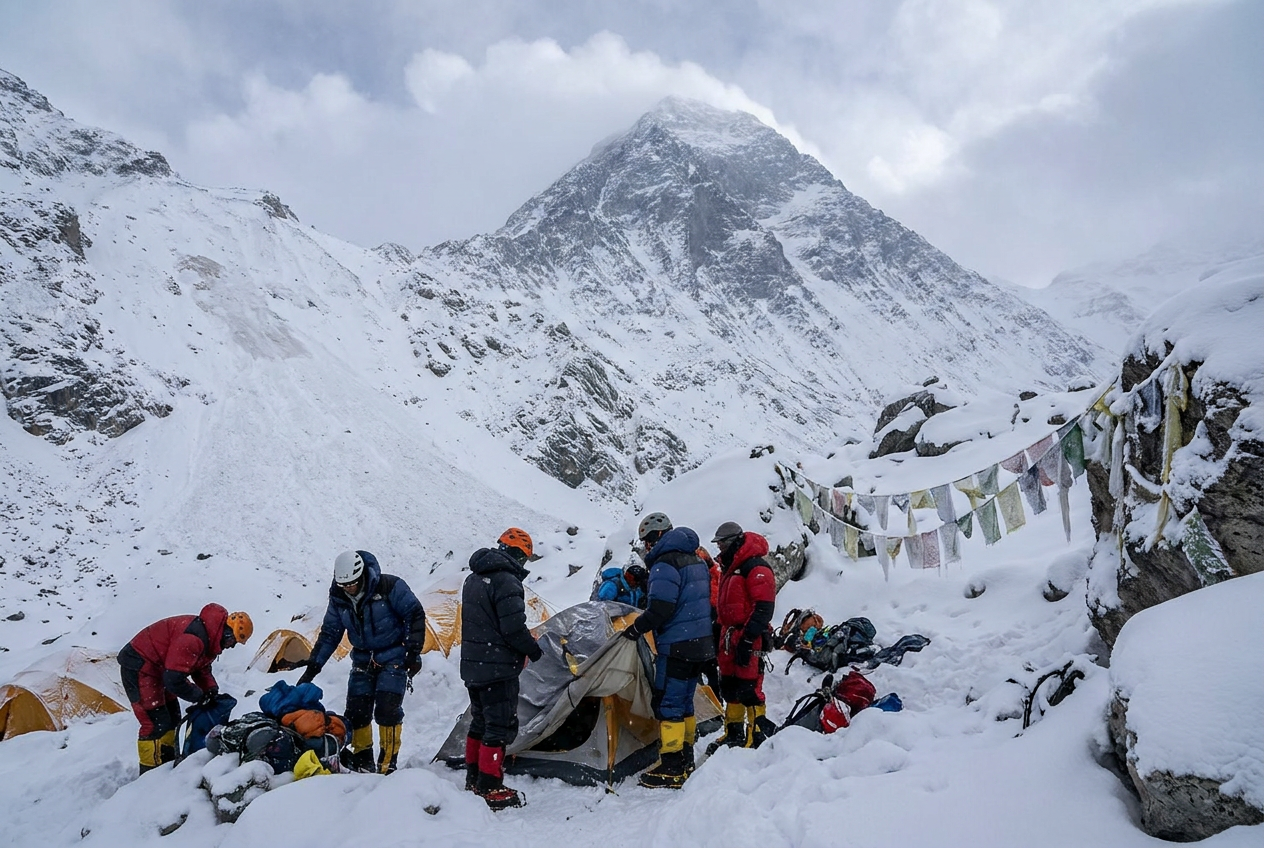 Schnee stoppt Manaslu-Ansturm